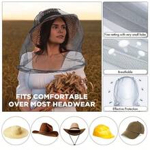 Set 3 buah (1 Kelambu dengan Masker Wajah dan 2 Pengait) Kelambu Serangga Tugas Berat, Jaring Halus Dapat Menghalangi Serangga, Ideal untuk Topi, Memancing dan Berburu - Mencegah Nyamuk, Lalat dan Serangga Terbang Kecil Masuk - Sempurna untuk Berkemah - MultiWarna - View 4