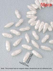 50pcs White Faux Pearl Beads Irregular Loose Spacer Beads Pendant For Jewelry Making DIY Bracelets Necklaces Accessories - Pearl - View 29