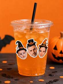 Custom Halloween Face Stickers, Custom Party Photo Decorations, Candy Bag Wrappers, Cup Stickers, Snack Stickers, Ghost And Pumpkin Gift Tags - Multicolor - View 4