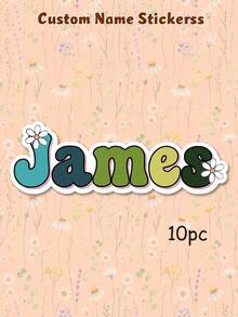 10pcs Custom Name Sticker,Retro Custom Name Decal For Water Bottles, Journals, Tablet, Mugs, Pencil Pouch, Customized Sticker Back To School Stationery Accessory - Multicolor - View 10
