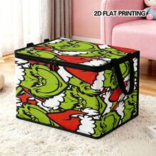 The Grinch 1pc Green Furry Monster Christmas Foldable Storage Box With Lid, Dust-Proof Clothes Organizer, Large Capacity Clothes & Toys Storage Bin, Home Storage Box, Car Storage Box, Multi-Functional Storage Box, Christmas Gift For Family And Friends, Halloween Costume Prop - Multi-color - View 11