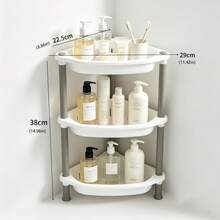 1pc 3/4 Tier Triangle Storage Rack, Small Desktop/Floor Standing Organizer, Office Desk Storage Rack, Kitchen Bathroom Corner Storage Rack, Plastic Drainage Design, Dirt-Resistant And Easy To Clean, Simple Installation And Disassembly Without Tools, Space-Saving Countertop Organizer, Suitable For Cosmetics Storage, Suitable For Halloween And Christmas Storage - Multicolor - View 3