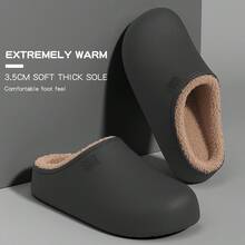 MAOLI Water-Resistant Thick Fleece Lining Perforated Clogs, Fashionable Durable Breathable Round Toe Solid Color Half-Cover Home Slippers, Unisex - Black - View 12