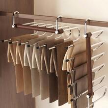 1PC-6 Layer Multi-Color Magic Pants Hanger -Multi-Color Options- Heavy Duty Multi-Layer Pants Rack With Non-Marking Magic Clips, Space-Saving Closet Organizer, Suitable For Rod/Ceiling, Adjustable Rod, Suitable For Home/Office/Hotel - Multicolor - View 2
