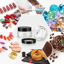 6pcs Small Travel Refillable Containers, Transparent Plastic Jars, Reusable Plastic Storage Containers, Round Plastic Jars, Kitchen Home Storage Containers, Black/White/Clear Screw Cap Sample Jars, 4 Sizes, Makeup Sample Dispenser Boxes - View 8