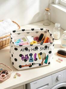 This Minimalist Fabric Desktop Storage Box Features Side Handles And Serves As An Organizer For Cosmetics And Hair Accessories, Or As A Container For Everyday Small Items; It Makes An Ideal Gift For Halloween Or Christmas. - Multicolor - View 4