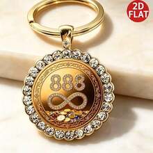 1pc 2D Flat 888 Infinite Wealth Keychain | Wealth Attraction & Prosperity Commemorative Keychain, Metal Material Novel Feng Shui Luck-Turning Keychain With Billionaire Meaning, Fortune-Boosting Creative Gift - Gold-1 - View 6