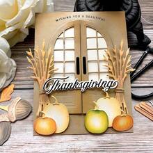 Thanksgiving Harvest Vegetable Metal Cutting Dies Set, Pumpkin Gourd Wheat Stalk Die Cuts For Scrapbooking Card Making - C-Silver - View 7