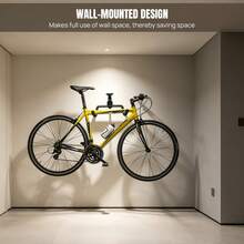 Adjustable Bike Wall Mount, Extendable Arm 22.5-33.5cm, 30kg Load Capacity, 90° Foldable Space-Saving Design, For Mountain Road Folding Bikes, Metal Hook With Soft Padding Frame Protection - Black - View 2