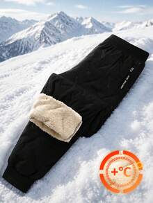 1pc Tween Boys Thick Comfortable Simple Outdoor Casual Pants, Spring/Autumn/Winter - Black - View 8