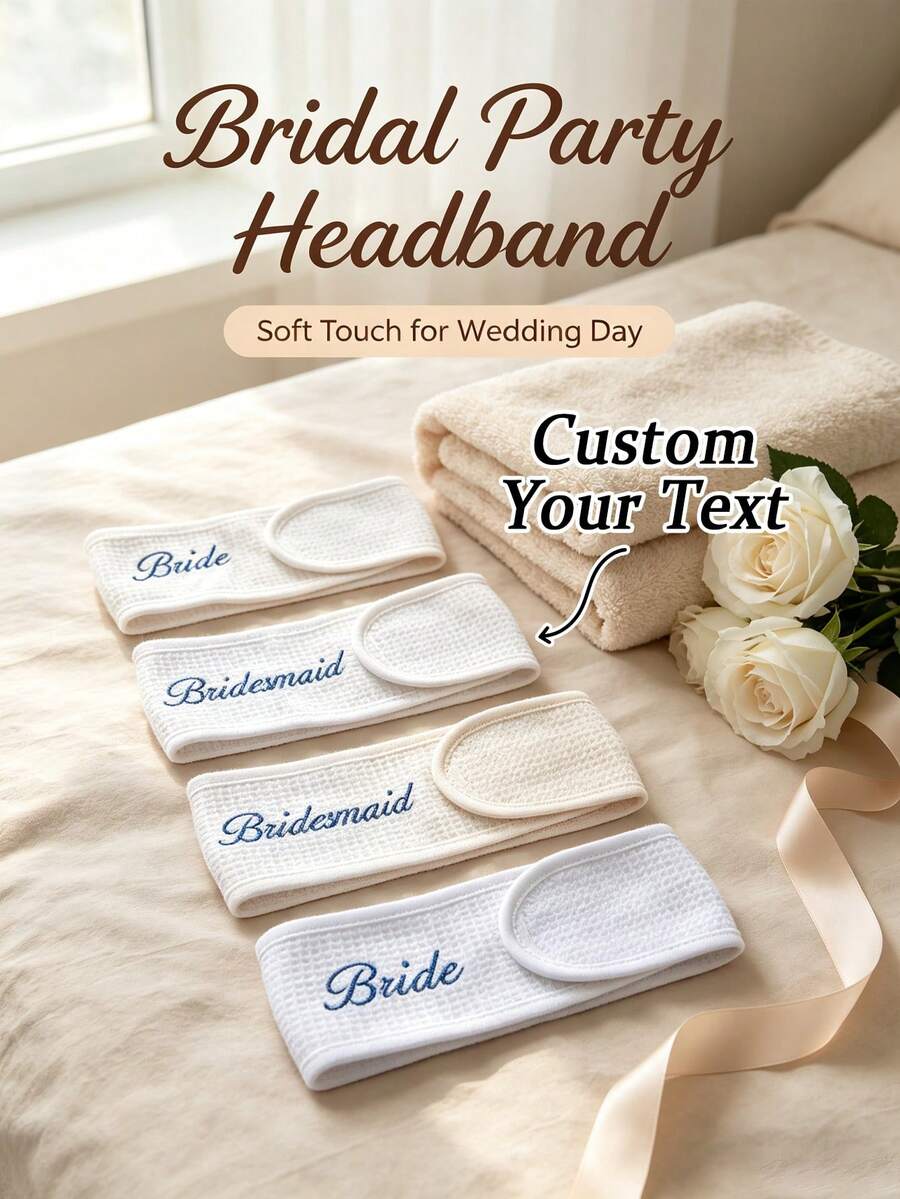 Custom Personalized Spa Headbands-Customizable With Names. Fluffy, Custom Headbands Perfect For Bridesmaids, Sleepovers, Bachelorette Parties - Multicolor - View 1