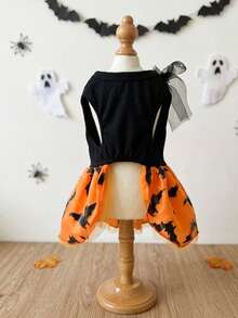 LUCKIE PAW 1pc Halloween Orange Bat Pattern Pet Dress, Physical Flea Prevention, Reduces Shedding, Insulated And Breathable, Suitable For Small And Large Dogs And Cats, Indoor And Outdoor Use - Multicolor - View 5