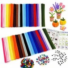 Multi-Color Chenille Stems DIY Craft Material Kit, Soft Bendable Plush Pipe Cleaners Creative Handmade Set, Suitable For Children's Crafts, Art Classes, Parent-Child DIY, Bouquet Weaving, Holiday Decorations, Gift Making, Party Decor And Creative Art Projects - Multicolor - View 3