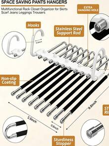 Multi-Layer Pants Rack, Space-Saving Closet Storage, Metal Non-Slip Pants Rack, Multi-Rod Design, Suitable For Jeans, Leggings, Skirts, Pants, Scarves Closet, Bedroom Closet, Apartment Clothing Storage Accessories - Multicolor - View 8