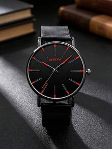 4/5pcs Casual Ultra-Thin Dial Men's Watch Set With Faux Bullet Jewelry, Best Gift Choice For Boyfriend/Father/Friend - Black - View 7