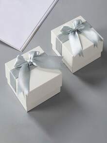 Set Of 8, White Bow Decor Gift Boxes With Paper Tote Bags, For Holiday Gathering, Birthday Party Celebration, Portable Reusable, Gift Packaging Kit, For Jewelry Packing, Present Wrapping, Daily & Business Gifting - Grayish White - View 9