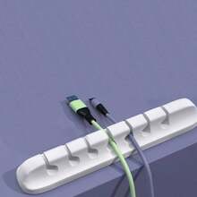 1个黑白夹式自粘线缆整理器，兼容C/Lightning/A接口，适用于智能手机、平板电脑、笔记本电脑、耳机、台式机和车载线缆管理，节省空间的线缆管理配件 - 彩色 - 查看 12