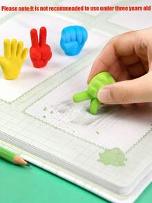 12pcs Pencil Tip Erasers, Fun Eraser Caps, Large Capacity Cute Rock Paper Scissors Eraser Caps, Boost Classroom Engagement, Back To School Supplies, Unique Erasers, Suitable For Classroom, Classroom Rewards And Back To School Gifts, Multi-Color Randomly Sent - Multicolor - View 2