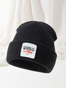 1pc "Flock It I'm Going To Bingo" Funny Slogan Acrylic Knit Beanie With Printed Fabric Label - A - View 18