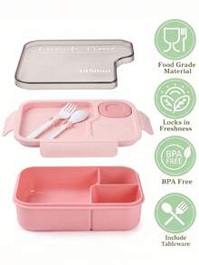 1pc Lunch Box With Portable Sauce Container, Microwave , Dishwasher , Back To School Snack Lunch Box, Suitable For Outdoor Dining - Multicolor - View 5