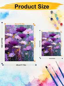 1 Set Oil Painting Digital Oil Painting Kit, Purple Floral Painting Set, DIY Digital Oil Painting Home Wall Decor - A - View 5