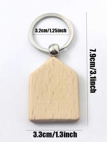 1pc Personalized Wooden House Keychain, Custom Engraved Name & Text Key Ring, Suitable For Couples And Families, Valentine's Day, Anniversary And Housewarming Gift - Multicolor - View 3