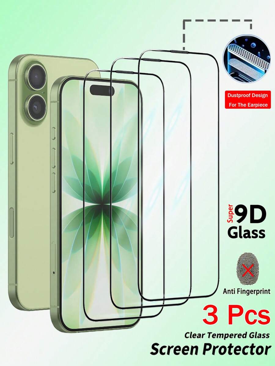 RQVQJ 3Pcs Full Coverage HD Full Glue 2.5D 9H High Cost-Performance Tempered Glass Screen Protector Compatible With IPhone 18 17 16 15 14 13 12 11 Pro Max X XS XR 17e 16e 16 15 14 Plus Screen Protector Clear Glue Protective Glass Applicable To Phone Case