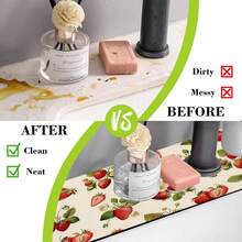 1pc Strawberry Pattern Faucet Mat Decor, Sink Faucet Absorbent Mat, Drainage Mat, Suitable For Kitchen, Bathroom Sink, Countertop, Drainage Mat, Diatomaceous Earth Material, Trimmable, Quick Drying Mat - Multicolor - View 7