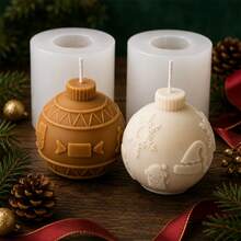 Star Christmas Ball Candle Silicone Mold 3D Xmas Ball Candle Making Molds With Snowflake Floral Geometric Embossed Patterns For DIY Candles Holiday Home Decor Handmade Gifts - Mold - View 6