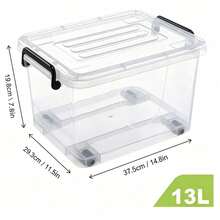 2pcs/1pc Clear Plastic Storage Box With Lid, Stackable Storage Bin With Wheels & Locking Handles, Transparent Organizer Container,Durable,Space Saving Organizer Container For Clothes  Books, 6 Sizes, Transparent/Black - Style A-transparent - View 16