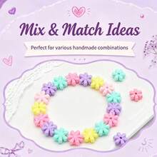 20PCS/50PCS Acrylic Colorful Six-Petal Snowflake Beads, Macaron Spring Color Sunflower Beads, Suitable For Handmade DIY Beading, Various Jewelry Matching, Crafts And Accessories Making - Colorful Six-petal Snowflake Beads - View 2