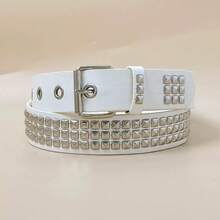 A Men's Solid Color Punk Belt With Sequins, Inlaid Rhinestones, Rock Fashion Belt For Men And Women - Multicolor - View 4