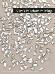 Pack Of 50 K9 Clear Nail Stones – Flat-Back, Fancy Cut (Select Shape & Size) – Nail Art Parts / DIY Decoration - White - View 12