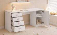 Desk Made Of Wood With 4 Drawers With Storage With Drawers White For Home Office And Study - White - View 11