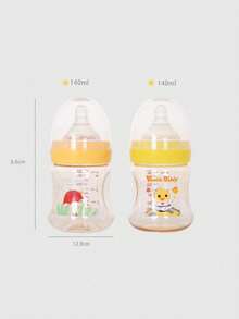 1pc Cartoon Pattern Wide Neck Baby Bottle, PPSU Material, Temperature Resistant -20°C To 180°C, High Temperature Sterilizable, 140ml Capacity, Liquid Silicone Nipple, Lightweight, Shock-Resistant, Durable - Multicolor - View 9