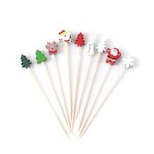 100Pcs Christmas Party Picks, Party & Event Supplies. Ideal For Christmas Party Decorations. Assorted Designs With Branches, Snowflakes, Snowmen, Reindeer And More Patterns. - Multiple Styles - View 5