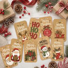 50pcs Vintage Christmas Gift Tags With Jute Rope, Christmas Tree, Snowman, Reindeer And Santa Claus Patterns, Holiday Paper Gift Labels, Suitable For Christmas Gifts, Gift Wrapping And Party Decoration Hanging Tags - Multicolor - View 6
