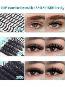 600/500/460 Cluster Eyelash Set (Includes Pointed Lashes), Length 10-18mm, Cartoon Fairy Style Single Cluster Lashes, Lightweight Fluffy Extension Effect, D Curl Pointed Cluster Eyelash Set - DD - View 5