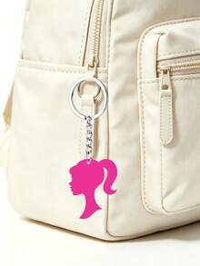 MASSDI 2D Acrylic Keychain, Pink Silhouette Pendant With Colorful Bead Chain, Smooth Polished Surface, Sturdy Metal Key Ring, Ideal For Handbag Charm, Car Key Accessory & Party Favor Decoration - Multiple Styles - View 2
