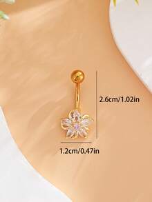 1 pieza Anillo de ombligo con flor decorada con circonita cúbica de moda, adecuado para el uso diario de las mujeres - Flor de molinillo - Ver 5