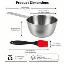 Stainless Steel Sauce Pot And Red Silicone Basting Brush Set For BBQ And Grilling, Outdoor Camping Cooking Tool Kit, Grill Accessories - A - View 4