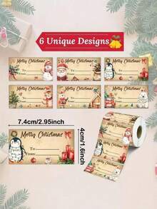 Christmas Gift Tags, Christmas Gift Labels, Vintage Style Christmas Gift Decoration, Party Supplies, Wrapping Paper Decoration - Multicolor - View 5