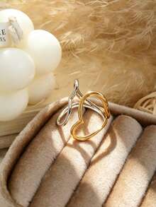 6pcs 18K Gold Plated Stainless Steel Ring Set, Geometric, Ins Style, Waterproof Jewelry, Elegant Rings, Stackable Rings, Gold Tone Jewelry Set, Exquisite Gift, - Gold - View 3