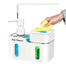 1pc Dual-Purpose Bathroom Soap Dispenser (With Sponge Holder), Countertop Storage Rack, Kitchen Sink Dish Soap Pump, And 2-In-1 Dish Sponge Storage Rack; Suitable For Dishwashing, Bathroom And Kitchen Accessories - Multicolor - View 13