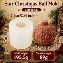 Star Christmas Ball Candle Silicone Mold 3D Xmas Ball Candle Making Molds With Snowflake Floral Geometric Embossed Patterns For DIY Candles Holiday Home Decor Handmade Gifts - Mold - View 13