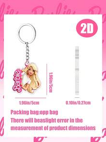MASSDI Acrylic Portrait Keychain, Pink Border Figure Key Pendant, Lightweight Flat Design, Anti-Scratch Surface, Solid Metal Key Ring, Perfect For Handbag Decoration, Luggage Charm, Birthday Party Favors,Daily Key Accessory And Themed Gathering Gifts - Multiple Styles - View 3