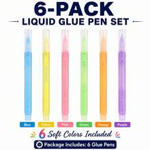 Pulpen Lem Presisi, 6 Pulpen Lem Cair Berwarna, Lem Kerajinan Ujung Halus dengan Kontrol Aliran untuk Membuat Titik, Jurnal, Scrapbooking, Pembuatan Kartu & Kerajinan DIY - Pulpen lem warna-warni (isi 6) - View 9