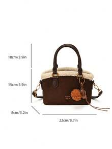 Furry Bucket Bag For Women, Vintage Versatile Handbag, Shoulder Bag, Crossbody Bag, Autumn/Winter - Coffee - View 10
