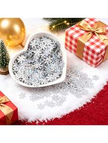 10G/Bag Christmas Snowflake Sequins, Shiny Snowflake Round Table Confetti, Holiday Party Tabletop Centerpiece Decoration, Christmas Tree Skirt Decor, Snowflake Sequins For Christmas Theme Party, Wedding And Birthday - Multiple Styles - View 1