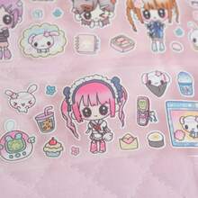 35cm/Loop Cute Y2K Space Girl Character Sticker Die Cut Dispensing Sticker DIY Deco Card Journal Scrapbooking Photo Card Phone Case Collage Supply - Black - View 5